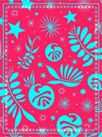 Vibrant Coral Aqua Tropical Stars Rug