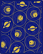 Cosmic Yellow Planets Blue Night Rug