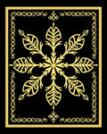Golden Black Leaf Snowflake Medallion Rug