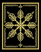 Golden Black Leaf Snowflake Medallion Rug