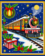 Holiday Express Wreath Train Snow Rug