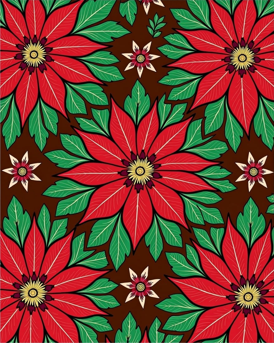 Vibrant Red Poinsettia Bloom Rug