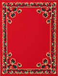 Crimson Floral Vine Frame Rug