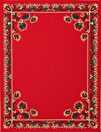 Crimson Floral Vine Frame Rug