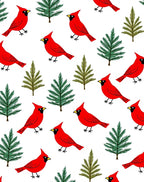 Red Cardinal Evergreen Trees Collection Rug