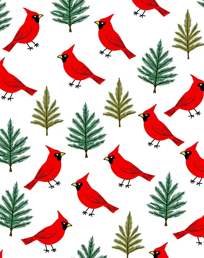 Red Cardinal Evergreen Trees Collection Rug