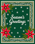 Red Poinsettia Green Snowflake Border Rug