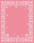 Pink Snowflake Geometric Medallion Border Rug