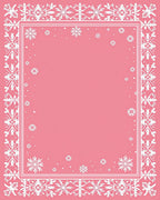 Pink Snowflake Geometric Medallion Border Rug