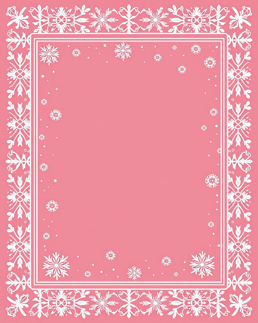 Pink Snowflake Geometric Medallion Border Rug