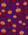 Spooky Orange Pumpkin Bat Collage Rug