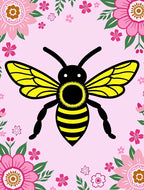 Happy Bee Floral Garden Pink Rug