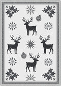 Rustic Black Deer Snowflake Motif Rug