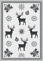 Rustic Black Deer Snowflake Motif Rug