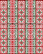 Red Green Ornate Geometric Medallion Rug
