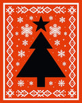 Festive Red Black Pine Snowflakes Star Rug