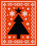 Festive Red Black Pine Snowflakes Star Rug