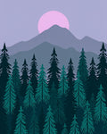 Forest Moon Serene Landscape Trees Rug