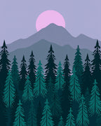 Forest Moon Serene Landscape Trees Rug