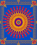 Vivid Blue Geometric Sunburst Mandala Rug
