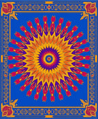 Vivid Blue Geometric Sunburst Mandala Rug