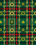 Green Red Gold Plaid Floral Rug