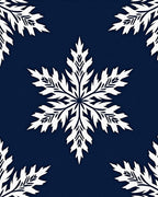 White Snowflake Navy Blue Background Rug