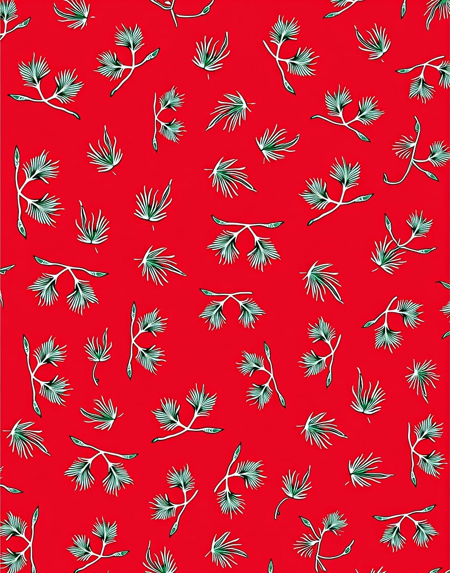 Red Pine Branch Whimsical Collage Rug