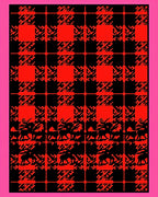 Rustic Red Black Deer Plaid Rug