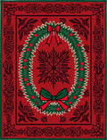 Red Wreath Festive Holiday Border Rug