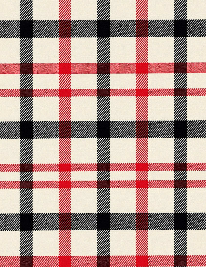 Classic Red Black Cream Plaid Checkered Rug