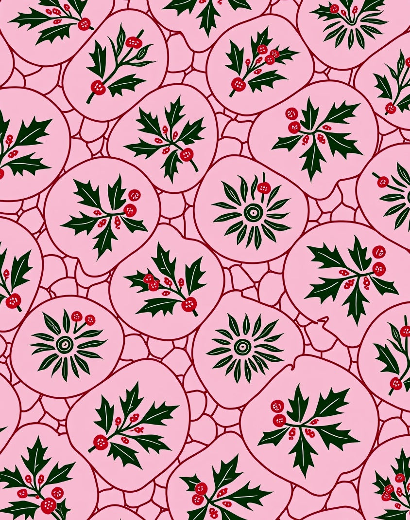 Pink Holly Berry Twig Arrangement Rug