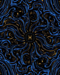 Celestial Swirl Blue Gold Starburst Rug