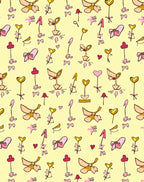 Pink Golden Heart Floral Bows Rug