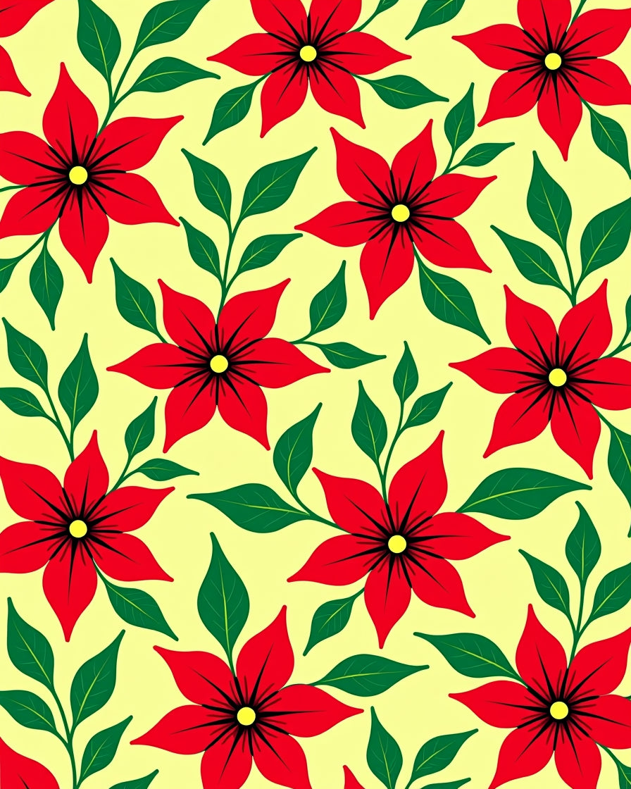 Vibrant Red Petal Floral Branches Rug