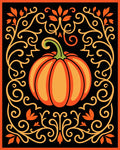 Autumn Pumpkin Ornate Scrollwork Rug