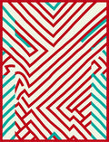 Crimson Aqua Labyrinth Lines Rug