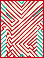 Crimson Aqua Labyrinth Lines Rug