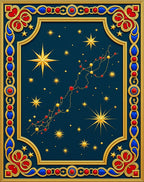 Golden Starry Constellation Border Rug