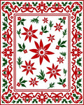 Festive Red Green Poinsettia Border Rug