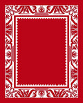 Crimson White Floral Border Rug