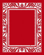 Crimson White Floral Border Rug