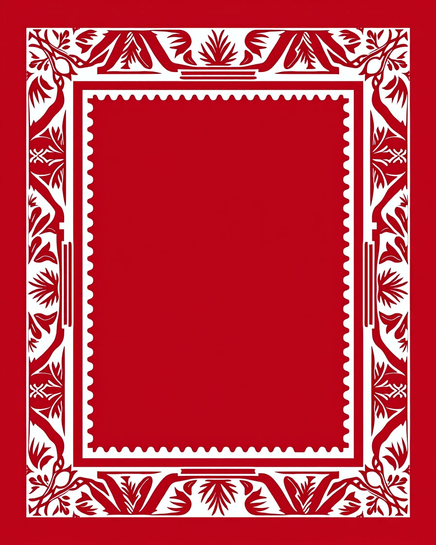 Crimson White Floral Border Rug