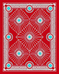 Vivid Red Sunburst Mandala Art Rug