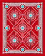 Vivid Red Sunburst Mandala Art Rug