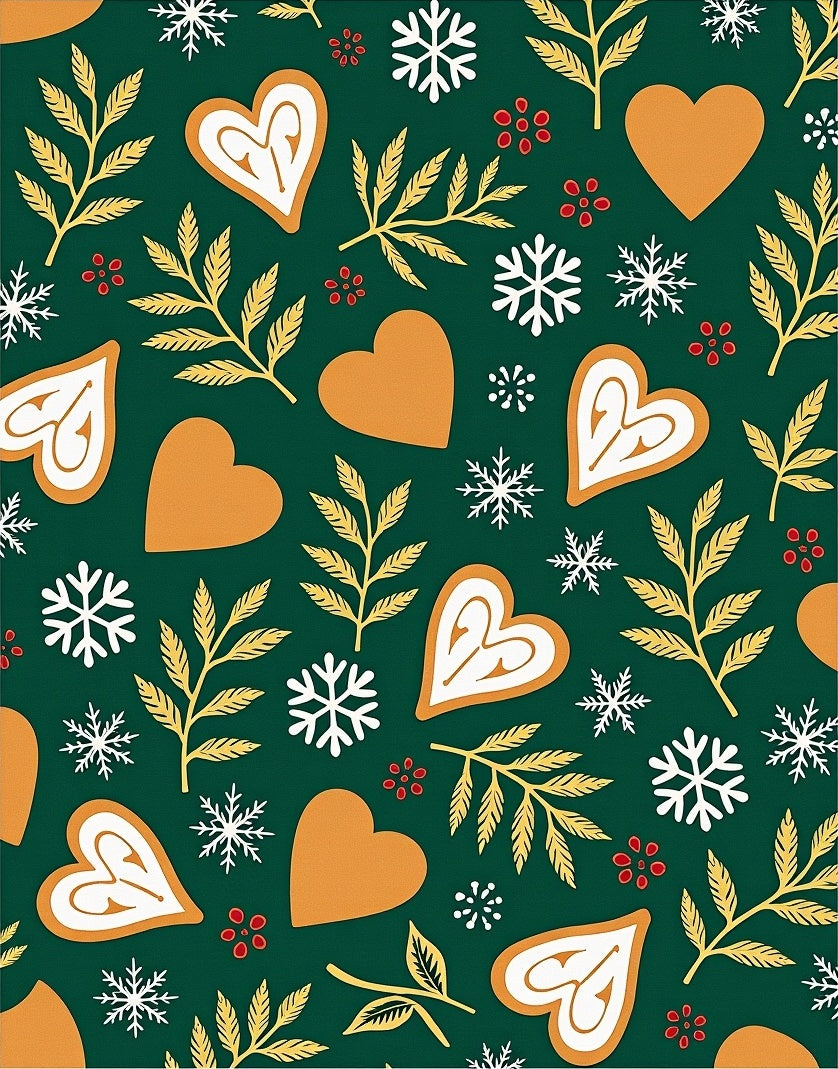 Whimsical Gingerbread Heart Snowflake Fern Rug
