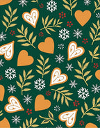 Whimsical Gingerbread Heart Snowflake Fern Rug