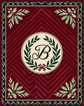 Elegant Burgundy Laurel Letter B Rug