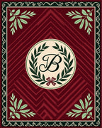 Elegant Burgundy Laurel Letter B Rug