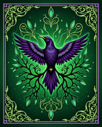 Enchanted Purple Bird Emerald Garden Rug
